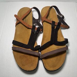 Naot Judith Sandals Women's Size 10 Black Brown Leather Adjustable Strap Shoe